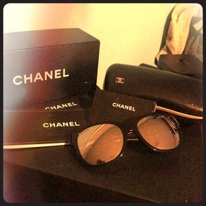 Chanel 18K gold Mirrored Lense Sunglasses 5380